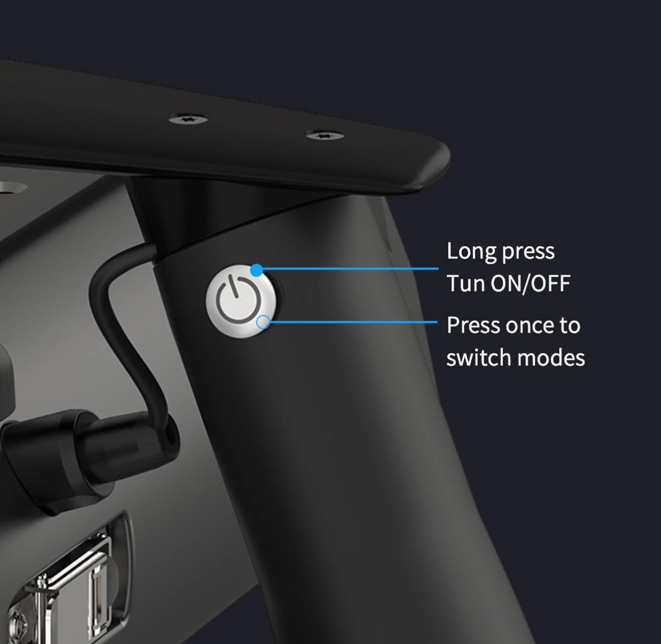 Multi-function power button on TEDGIX K5: Supports long press for ON/OFF and single click to switch between speed modes.